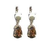 Earrings By Mariana Woman Sand Opal and Golden Shadow and Swarovski Crystals