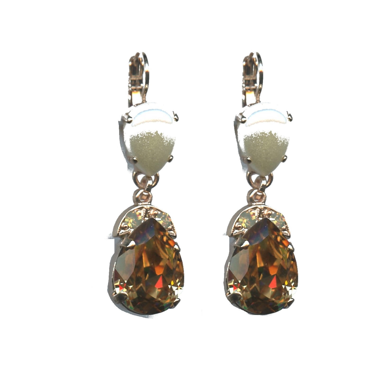 E-1032-4-13970-SP6 Earrings By Mariana Woman Sand Opal and Golden Shadow and Swarovski Crystals - Image 1