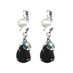Earrings By Mariana Woman Stunning Cream Pearl and Jet Swarovski Crystals - Image 2
