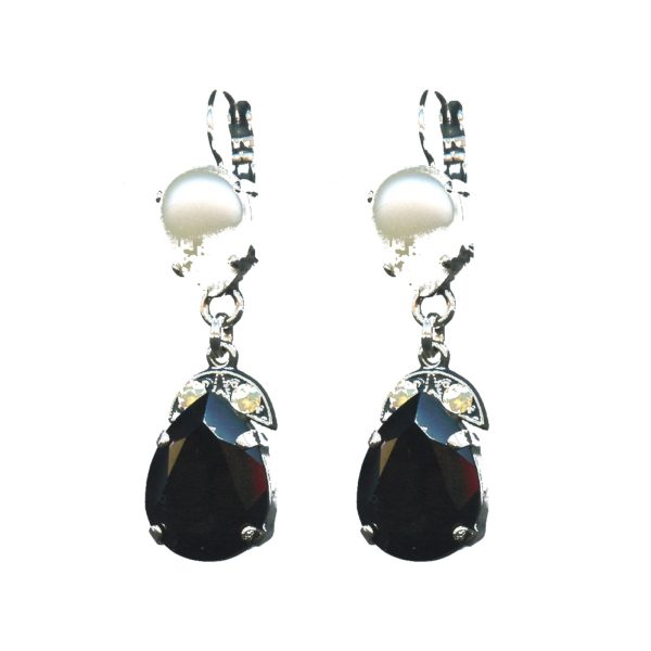 Earrings By Mariana Woman Stunning Cream Pearl and Jet Swarovski Crystals