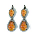 Earrings By Mariana Woman Elegant White Pearl and Light Peach Swarovski Crystals