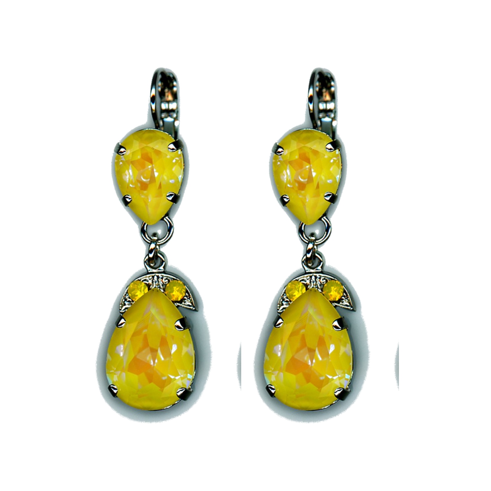 E-1032-4-141231-SP6 Earrings By Mariana Woman Chic Crystal Tabac and Yellow Opal Swarovski Crystals - Image 1