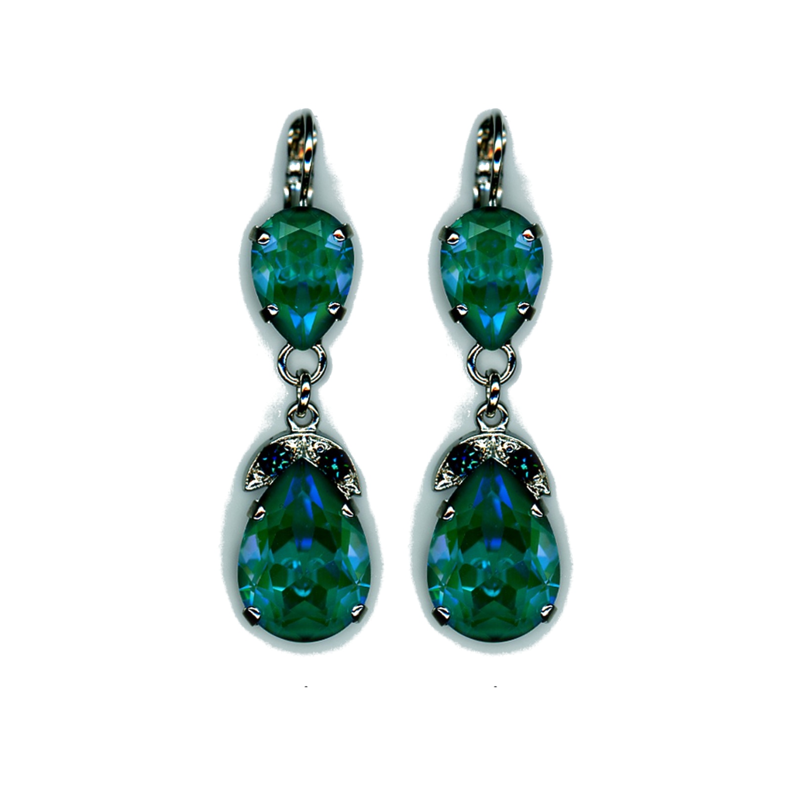 E-1032-4-142379-SP6 Earrings By Mariana Woman Lovely Laguna Delite and Indicolite Swarovski Crystals - Image 1