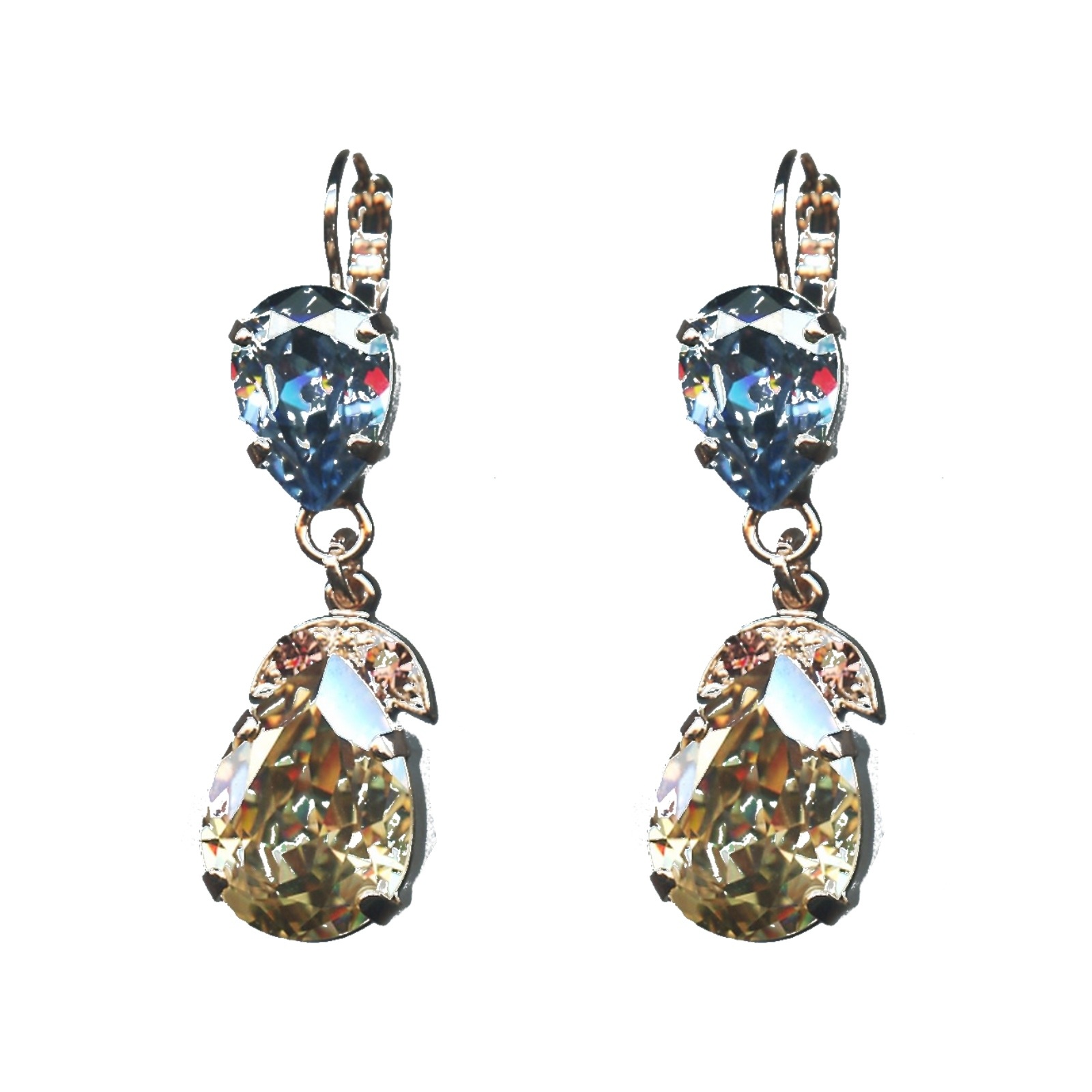 E-1032-4-146-SP6 Earrings By Mariana Woman Light Colorado Topaz and Light Swarovski Crystals - Image 1