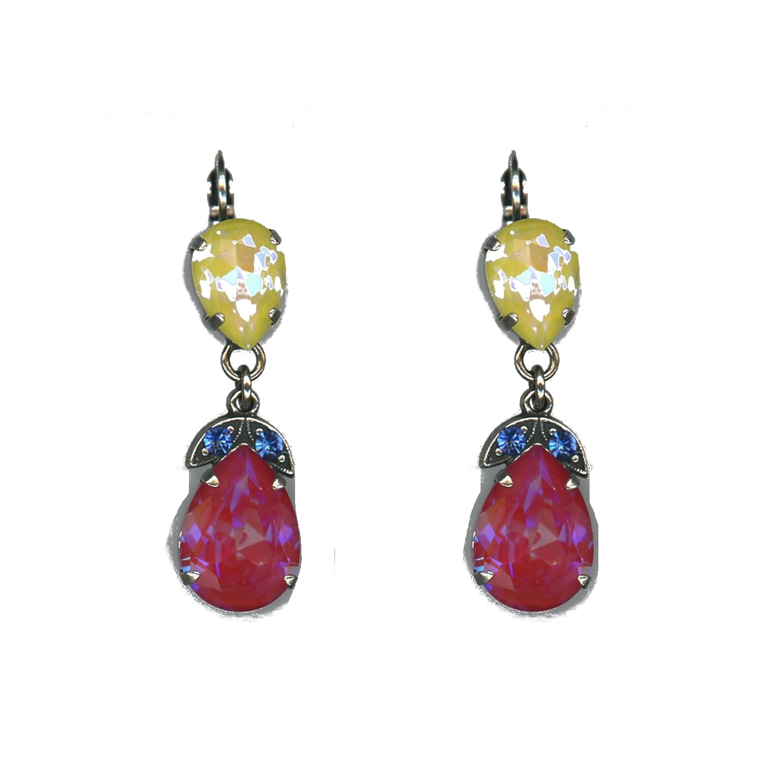 E-1032-4-168-1-SP6 Earrings By Mariana Woman Elegant Topaz and Sun Kissed Blush Swarovski Crystals - Image 1