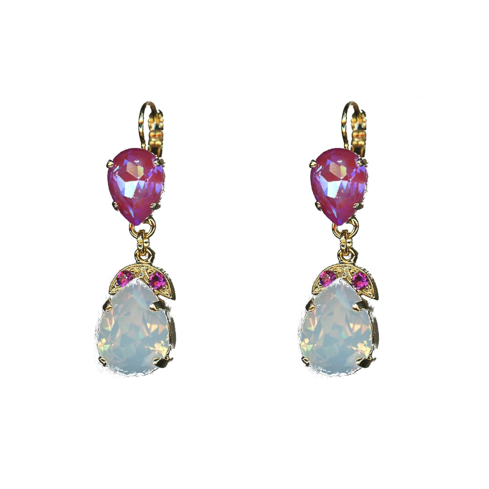 E-1032-4-168234-SP6 Earrings By Mariana Woman White Opal and Sun Kissed Blush Swarovski Crystals - Image 1