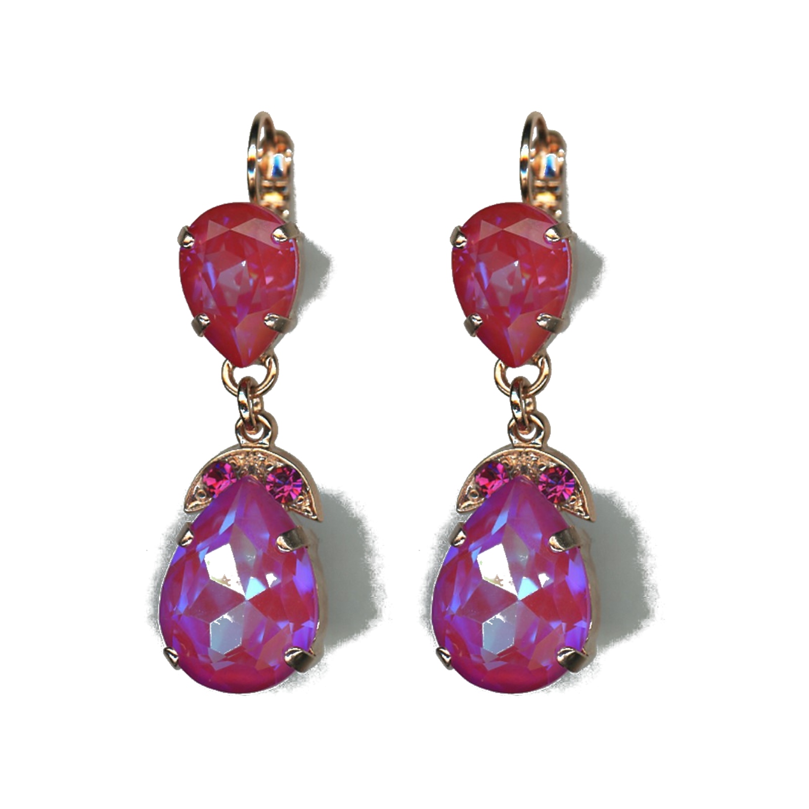 E-1032-4-168502-SP6 Earrings By Mariana Woman Elegant Blush and Fuchsia Swarovski Crystals - Image 1