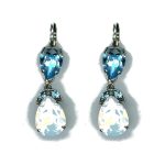 Earrings By Mariana Woman Modern White Opal and Aquamarine Swarovski Crystals - Image 2