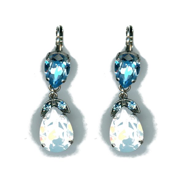 Earrings By Mariana Woman Modern White Opal and Aquamarine Swarovski Crystals