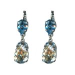 Earrings By Mariana Woman Chic Aquamarine and Moonlight Swarovski Crystals - Image 2