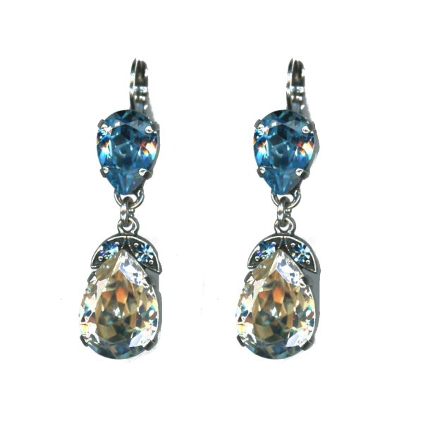 Earrings By Mariana Woman Chic Aquamarine and Moonlight Swarovski Crystals