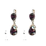 Earrings By Mariana Woman Chic Amethyst and Silk(Gold Quartz) Swarovski Crystals - Image 2
