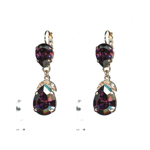 Earrings By Mariana Woman Chic Amethyst and Silk(Gold Quartz) Swarovski Crystals