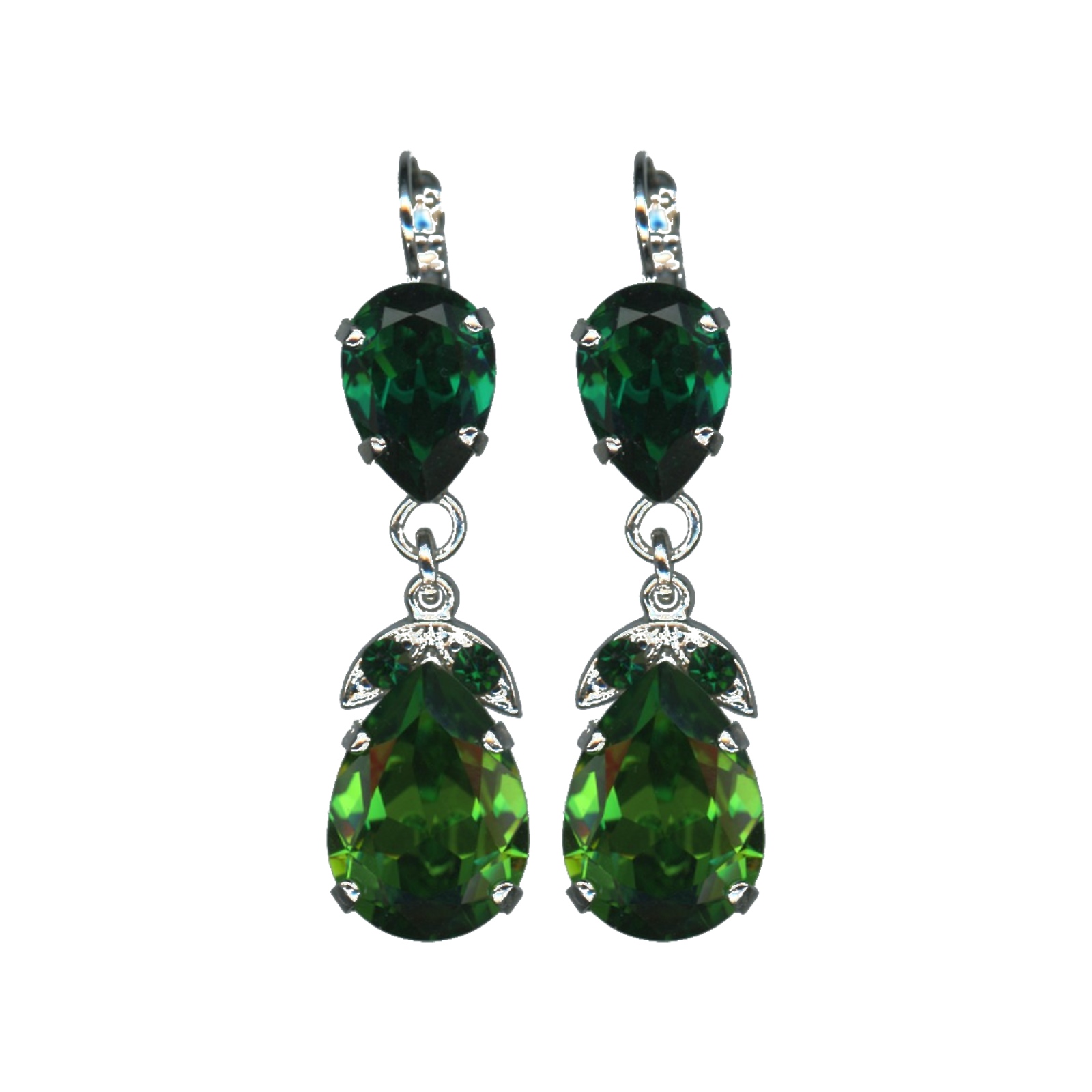 E-1032-4-205291-SP6 Earrings By Mariana Woman Dazzling Emerald and Fern Green Swarovski Crystals - Image 1