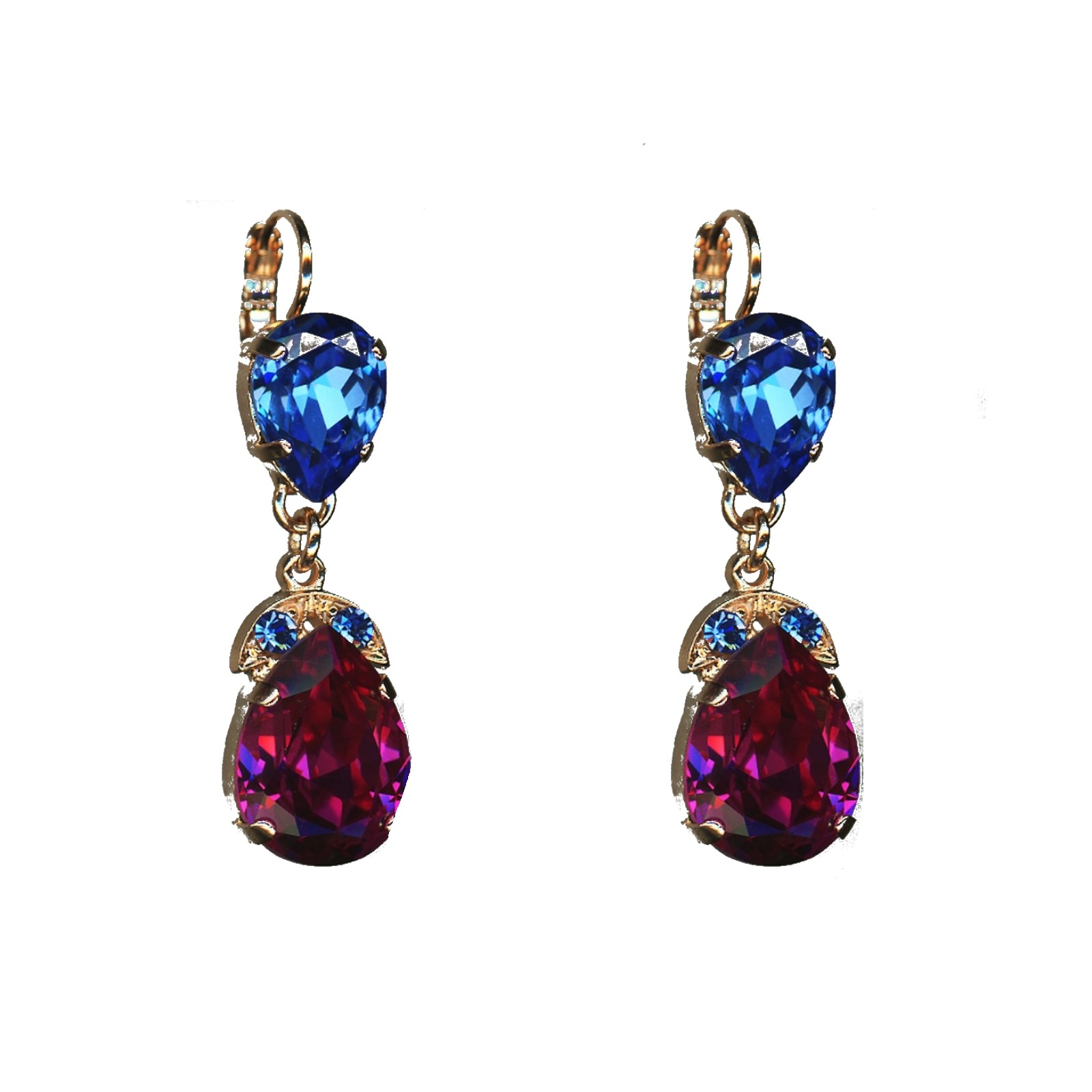 E-1032-4-206502-SP6 Earrings By Mariana Woman Dazzling Sapphire and Fuchsia Swarovski Crystals - Image 1