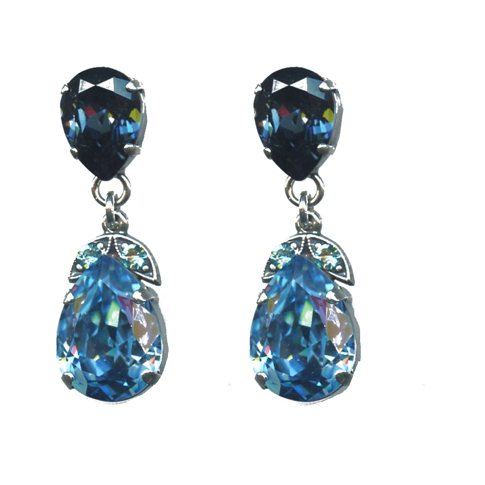 E-1032-4-207202-SP6 Earrings By Mariana Woman Glamorous Montana and Aquamarine Swarovski Crystals - Image 1