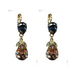 Earrings By Mariana Woman Modern Montana and Vintage rose Swarovski Crystals - Image 2