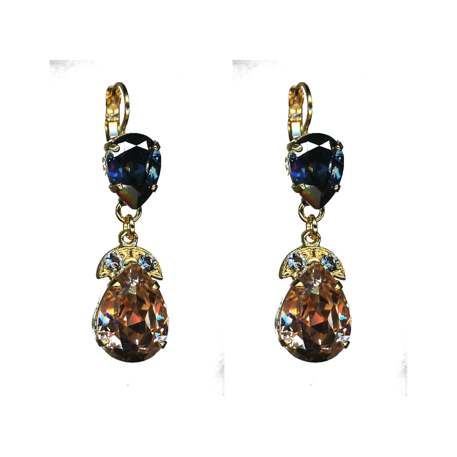 E-1032-4-207319-SP6 Earrings By Mariana Woman Modern Montana and Vintage rose Swarovski Crystals - Image 1