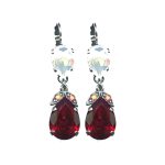 Earrings By Mariana Woman Chic Light Blue Opal AB and Ruby Swarovski Crystals