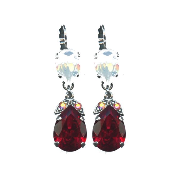 Earrings By Mariana Woman Chic Light Blue Opal AB and Ruby Swarovski Crystals
