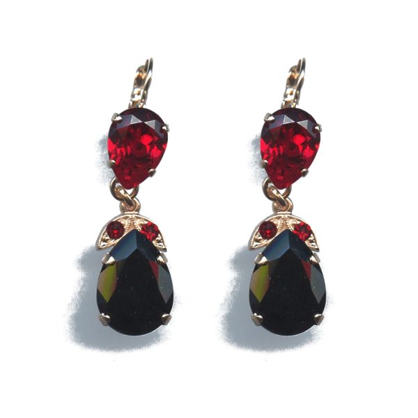 Earrings By Mariana Woman Luxurious Siam and Jet Swarovski Crystals