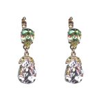 Earrings By Mariana Woman Chic Luminous Green and Lt.Rose Swarovski Crystals - Image 2