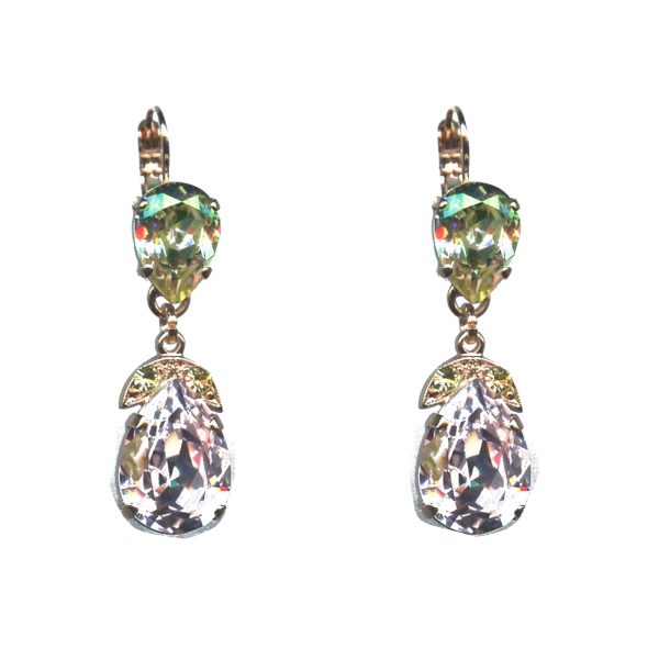 Earrings By Mariana Woman Chic Luminous Green and Lt.Rose Swarovski Crystals