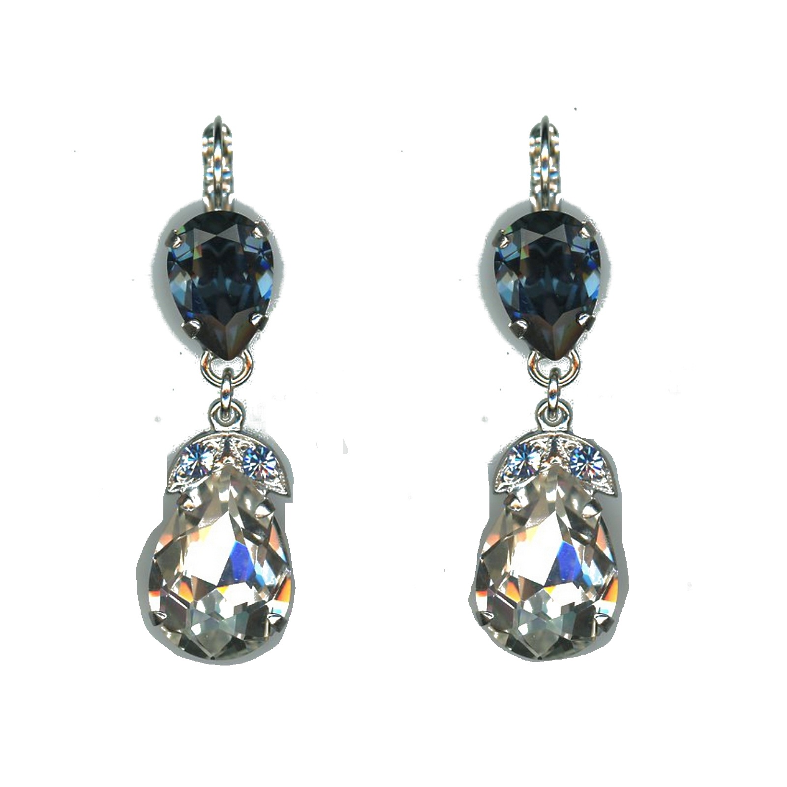 E-1032-4-21120-SP6 Earrings By Mariana Woman Chic Montana Blue and Light Blue Swarovski Crystals - Image 1
