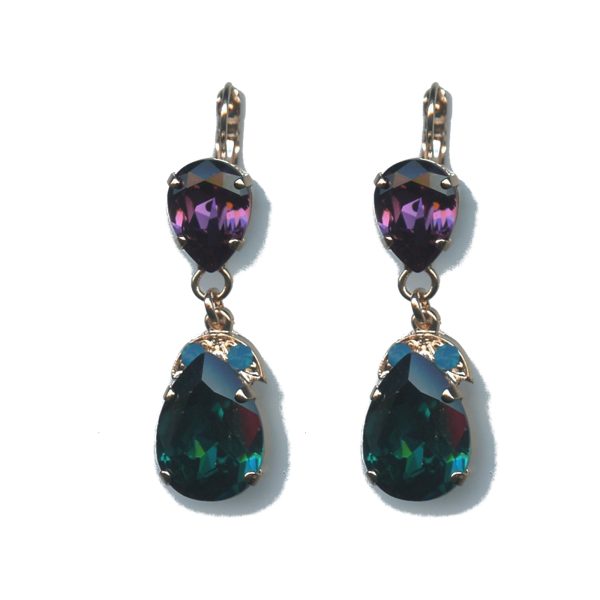 Earrings By Mariana Woman Chic Amethyst Mineral and Tanzanite Swarovski Crystals