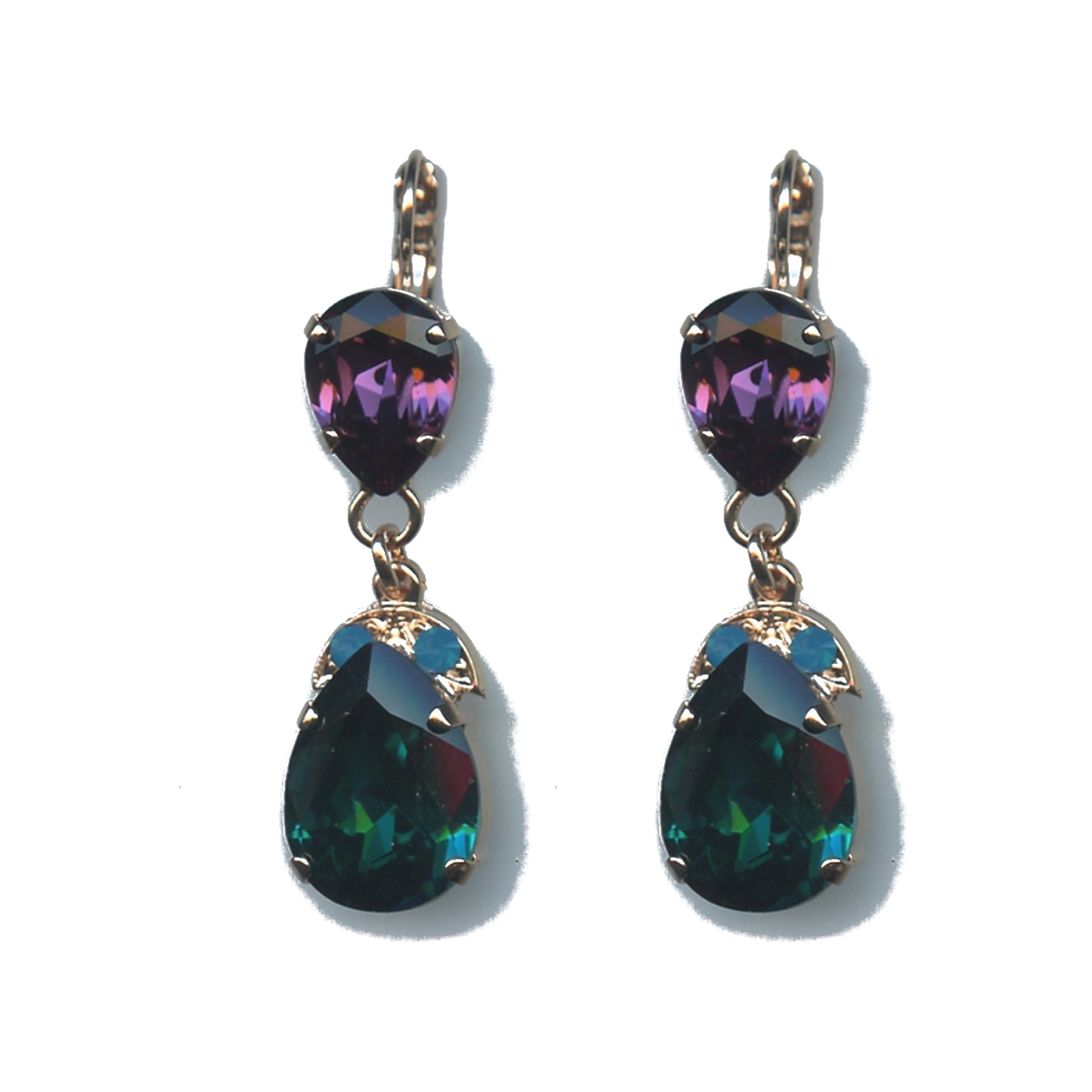 E-1032-4-2139-SP6 Earrings By Mariana Woman Chic Amethyst Mineral and Tanzanite Swarovski Crystals - Image 1