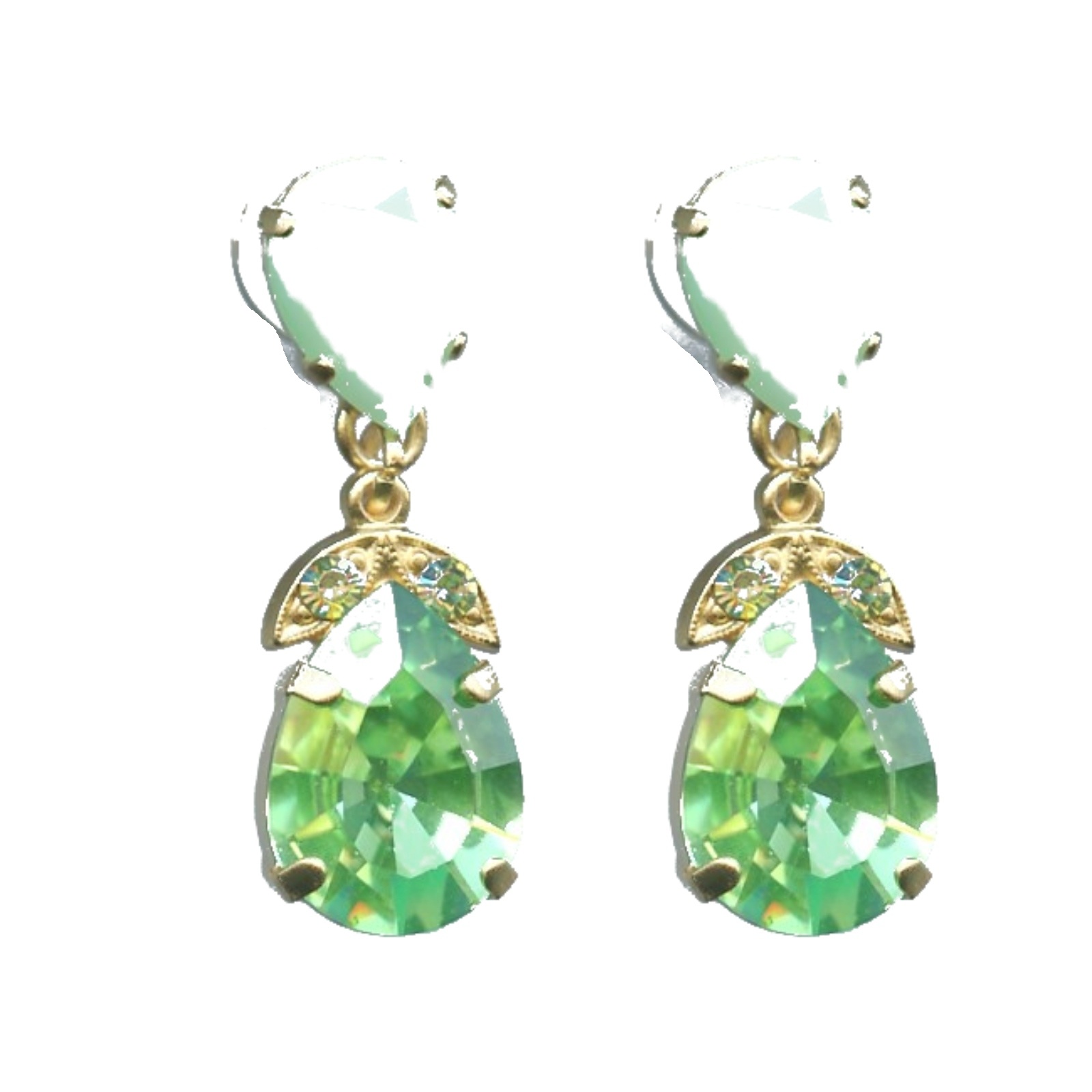 E-1032-4-214-SP6 Earrings By Mariana Woman Contemporary Peridot Swarovski Crystals - Image 1