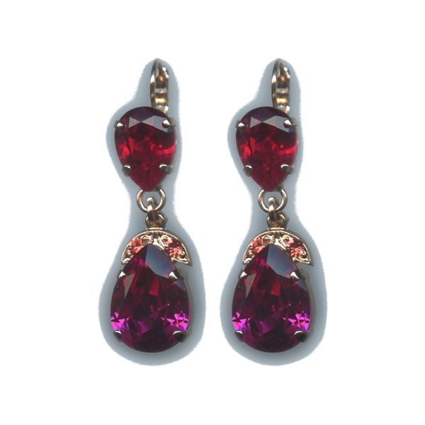 Earrings By Mariana Woman Dazzling Red and Fuchsia Swarovski Crystals