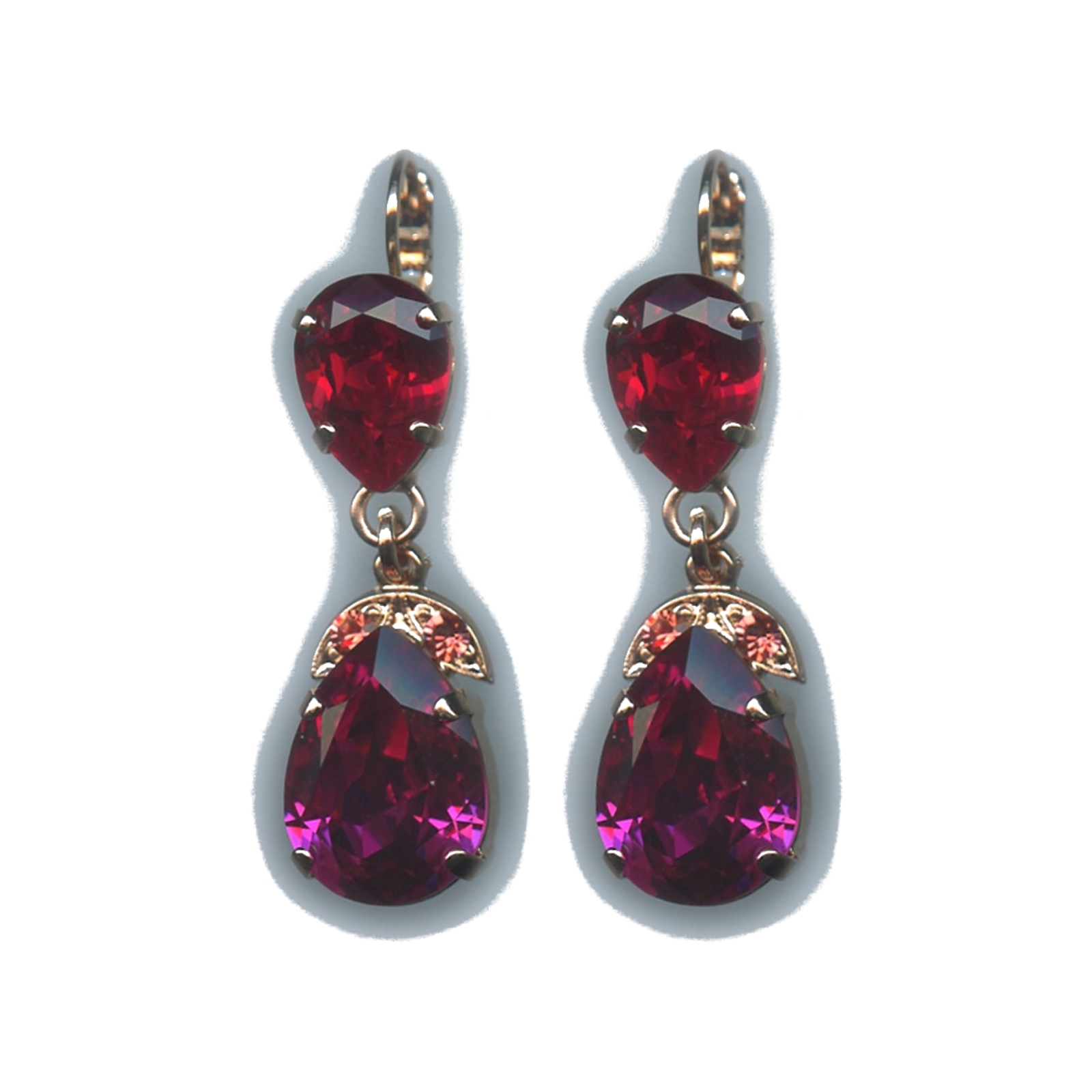 E-1032-4-2140-SP6 Earrings By Mariana Woman Dazzling Red and Fuchsia Swarovski Crystals - Image 1