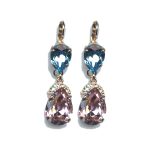 Earrings By Mariana Woman Lovely Aquamarine and Rose Swarovski Crystals