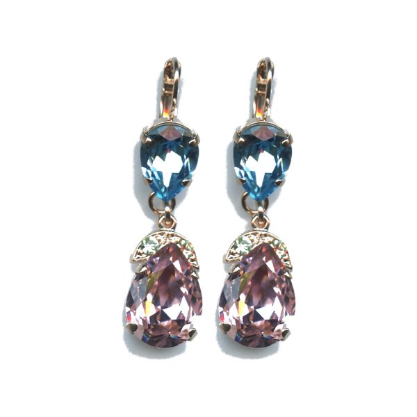 Earrings By Mariana Woman Lovely Aquamarine and Rose Swarovski Crystals