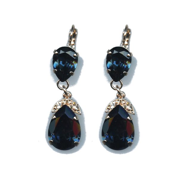 Earrings By Mariana Woman Chic Light Topaz and Montana Blue Swarovski Crystals