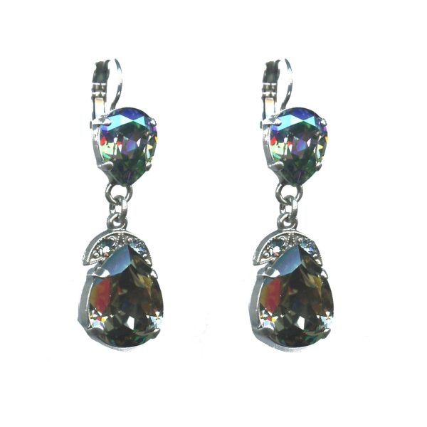 Earrings By Mariana Woman Graceful Black Diamond and Greige Swarovski Crystals