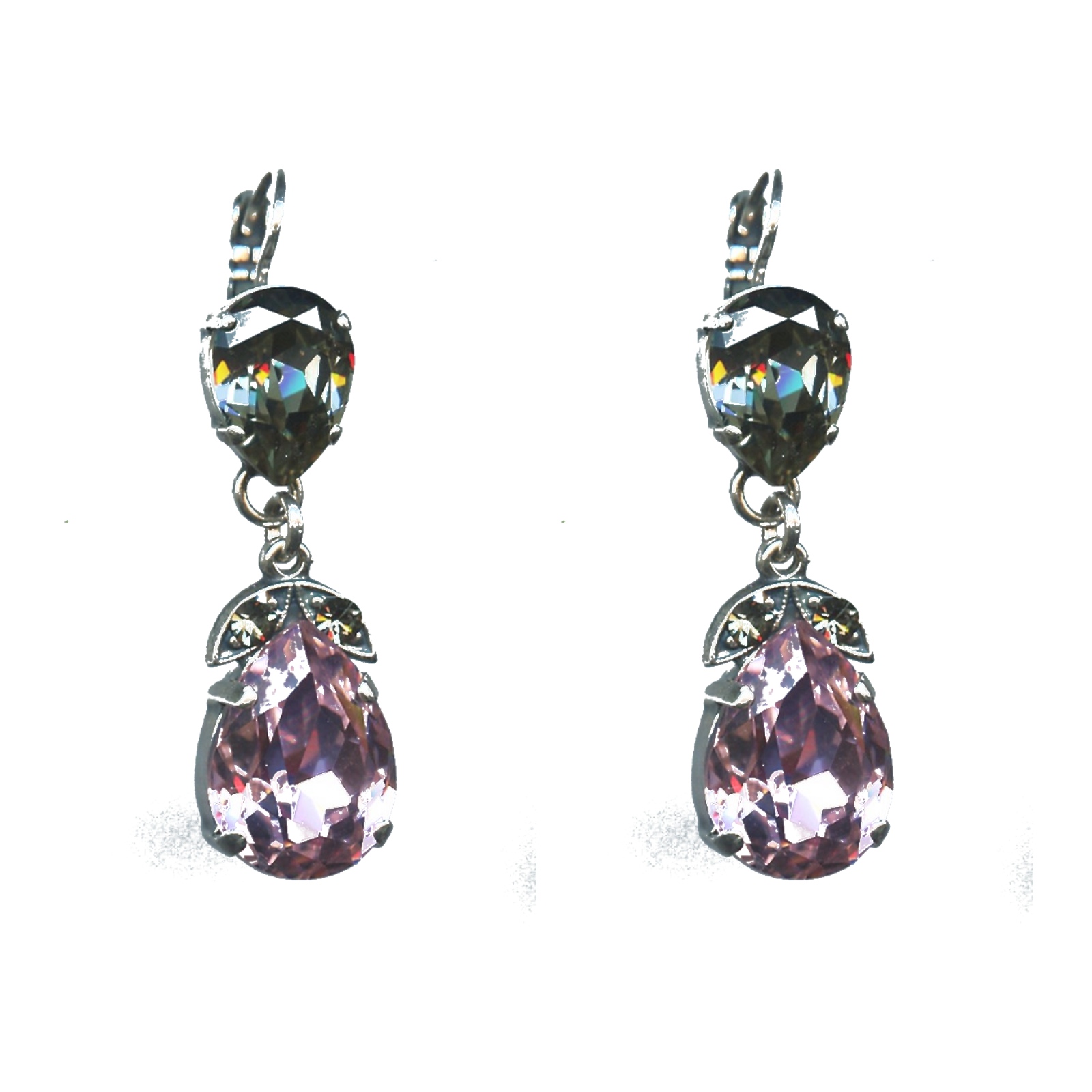 E-1032-4-215223-SP6 Earrings By Mariana Woman Glamorous Bl.Diamond and Lt.Rose Swarovski Crystals - Image 1
