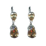 Earrings By Mariana Woman Sparkling Champagne and Amber Swarovski Crystals