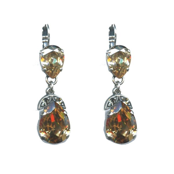 Earrings By Mariana Woman Sparkling Champagne and Amber Swarovski Crystals