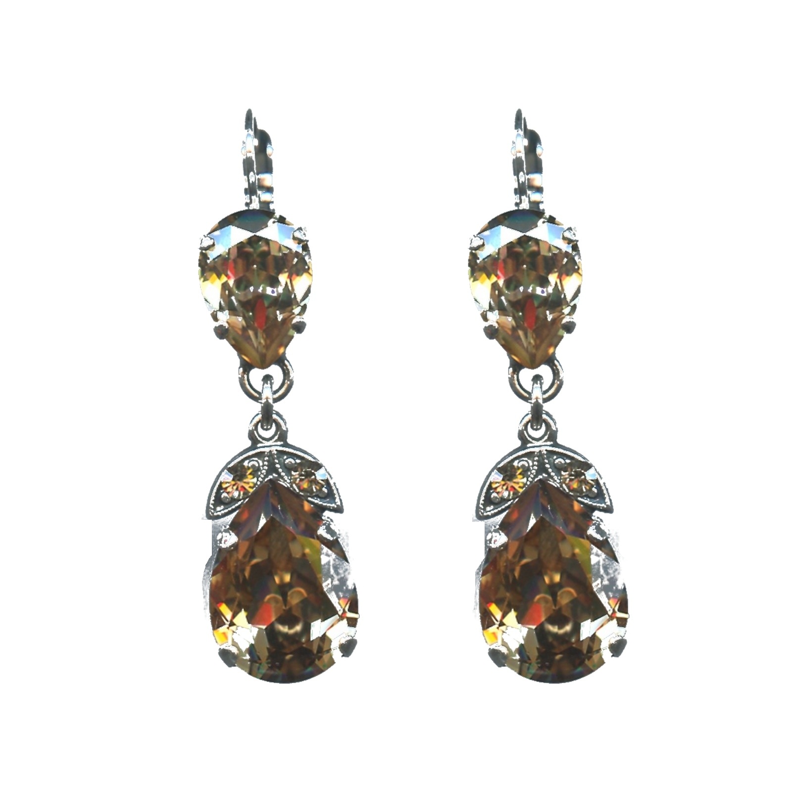 E-1032-4-216216-SP6 Earrings By Mariana Woman Captivating Golden Shadow Swarovski Crystals - Image 1