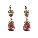 Earrings By Mariana Woman Chic Golden Shadow and Rose Peach Swarovski Crystals - Image 2