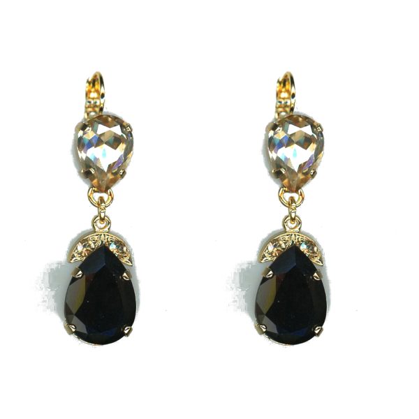 Earrings By Mariana Woman Sophisticated Golden Shadow and Jet Swarovski Crystals