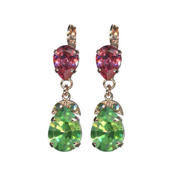 Earrings By Mariana Woman Beautiful Peridot and Lt.Rose Swarovski Crystals