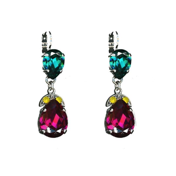 Earrings By Mariana Woman Refined Blue Zircon and Fuchsia Swarovski Crystals