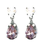 Earrings By Mariana Woman Lovely White Opal and Lt.Rose Swarovski Crystals - Image 2