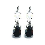 Earrings By Mariana Woman Charming White Opal and Jet Swarovski Crystals