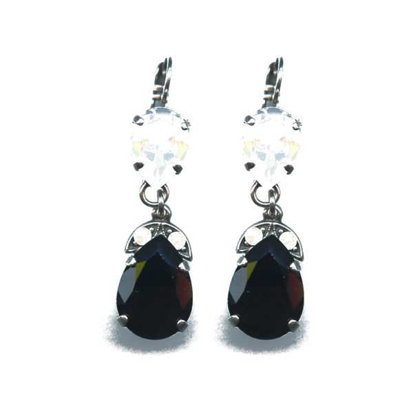 Earrings By Mariana Woman Charming White Opal and Jet Swarovski Crystals