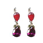 Earrings By Mariana Woman Refined Royal Red and Ruby Swarovski Crystals - Image 2