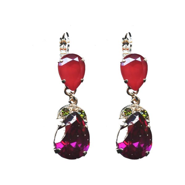 Earrings By Mariana Woman Refined Royal Red and Ruby Swarovski Crystals